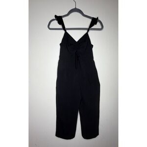 Monteau Girl Black Ruffle Strap Cinched Front Jumpsuit - Size 12